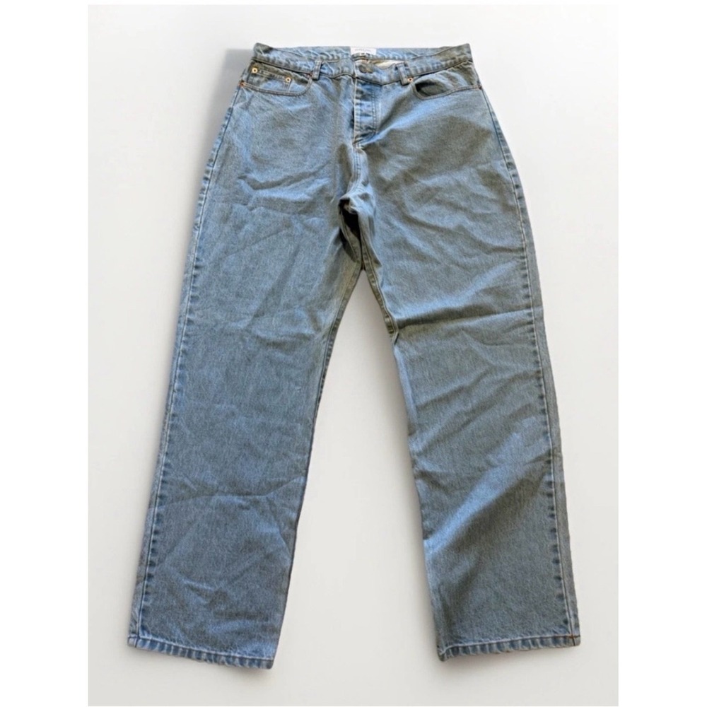 Nichole Lynel Jeans Womens Sz 38 Button Fly Denim The Label Wide Leg Light Wash